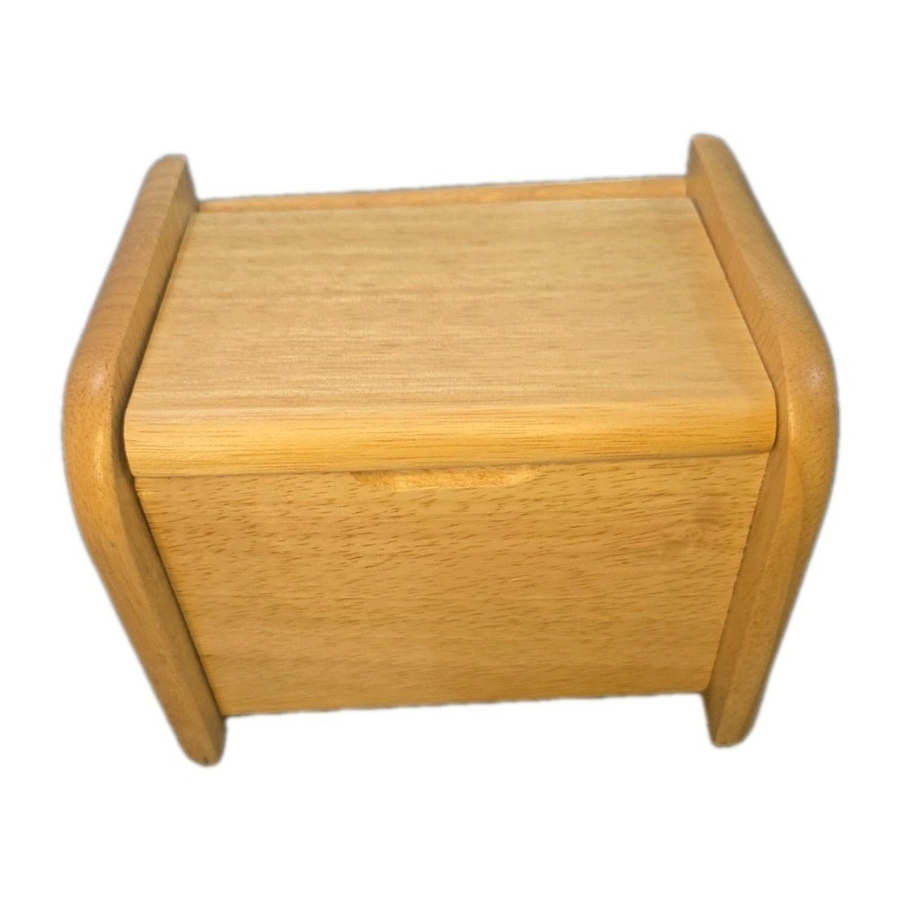 Vintage Wooden Recipe Box Light Wood Card Holder Kitchen Storage Organizer Retro